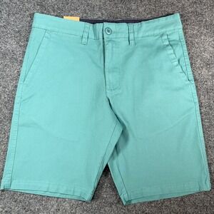 Rugby University Stretch Chino Shorts Mens 30 Teal Blue Green Cotton Stretch NWT